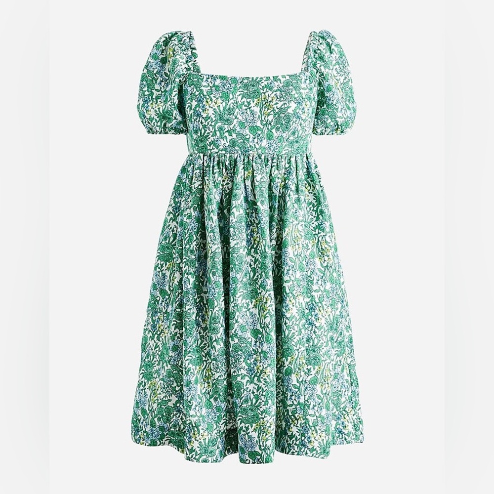 J. Crew Green Floral Mini Dress
